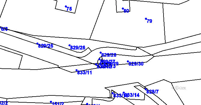 Parcela st. 829/28 v KÚ Hážovice, Katastrální mapa