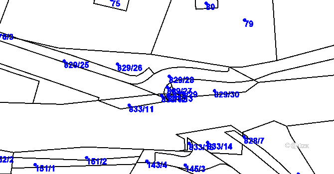 Parcela st. 829/27 v KÚ Hážovice, Katastrální mapa