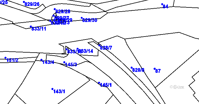 Parcela st. 828/5 v KÚ Hážovice, Katastrální mapa