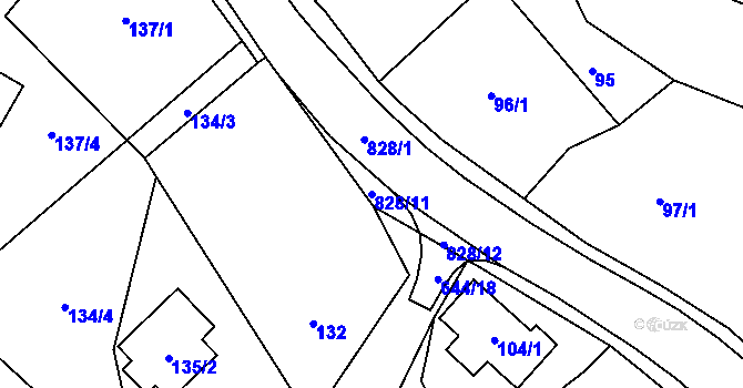 Parcela st. 828/11 v KÚ Hážovice, Katastrální mapa