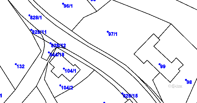 Parcela st. 97/2 v KÚ Hážovice, Katastrální mapa