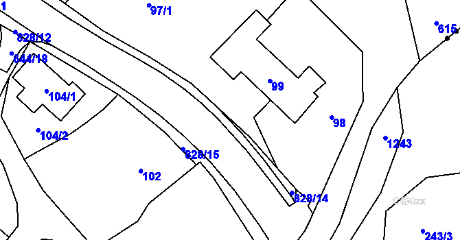 Parcela st. 97/3 v KÚ Hážovice, Katastrální mapa