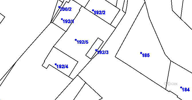 Parcela st. 192/3 v KÚ Hážovice, Katastrální mapa