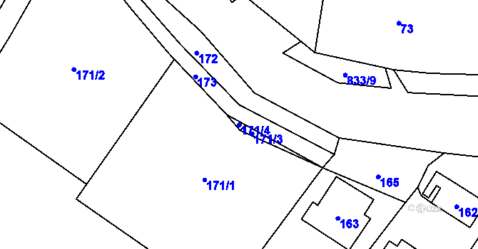 Parcela st. 171/4 v KÚ Hážovice, Katastrální mapa