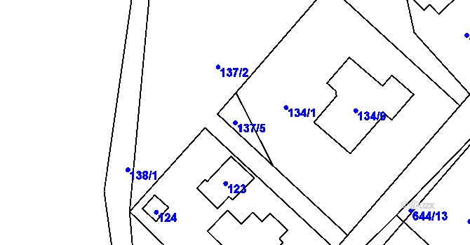 Parcela st. 137/5 v KÚ Hážovice, Katastrální mapa