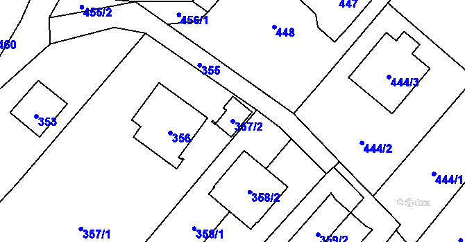 Parcela st. 357/2 v KÚ Hážovice, Katastrální mapa