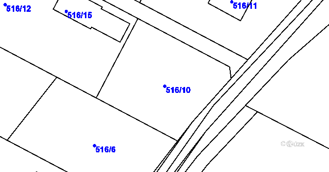 Parcela st. 516/10 v KÚ Hážovice, Katastrální mapa