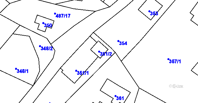 Parcela st. 351/2 v KÚ Hážovice, Katastrální mapa