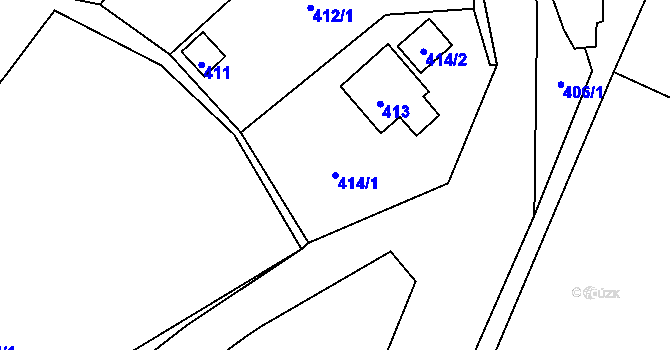 Parcela st. 414/1 v KÚ Hážovice, Katastrální mapa
