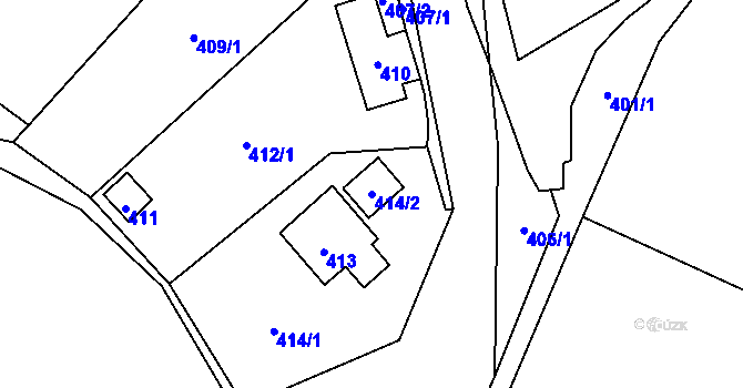 Parcela st. 414/2 v KÚ Hážovice, Katastrální mapa