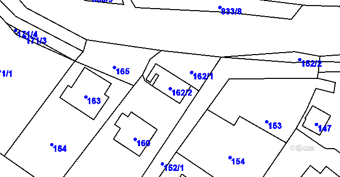 Parcela st. 162/2 v KÚ Hážovice, Katastrální mapa