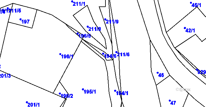 Parcela st. 194/6 v KÚ Hážovice, Katastrální mapa