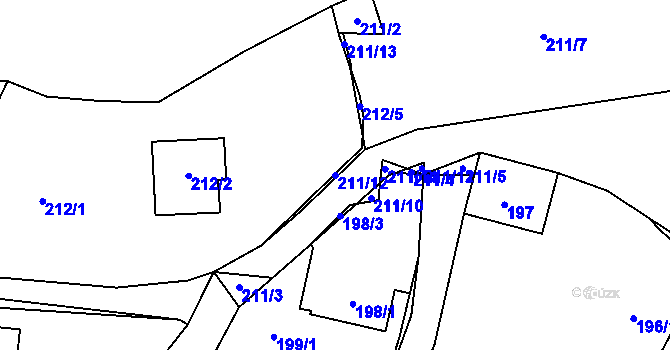Parcela st. 211/12 v KÚ Hážovice, Katastrální mapa
