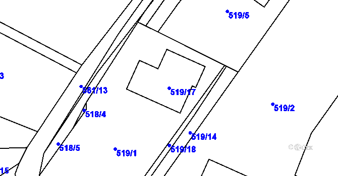 Parcela st. 519/17 v KÚ Hážovice, Katastrální mapa