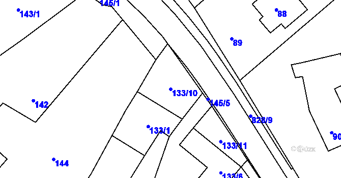 Parcela st. 133/10 v KÚ Hážovice, Katastrální mapa