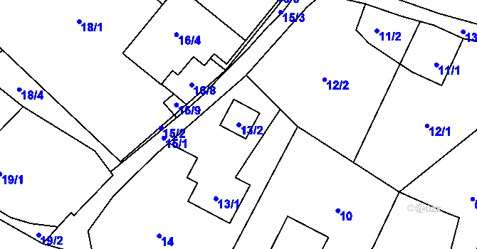Parcela st. 13/2 v KÚ Tylovice, Katastrální mapa