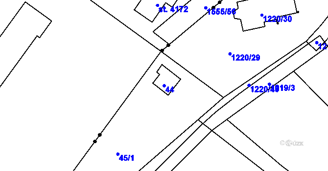 Parcela st. 44 v KÚ Tylovice, Katastrální mapa