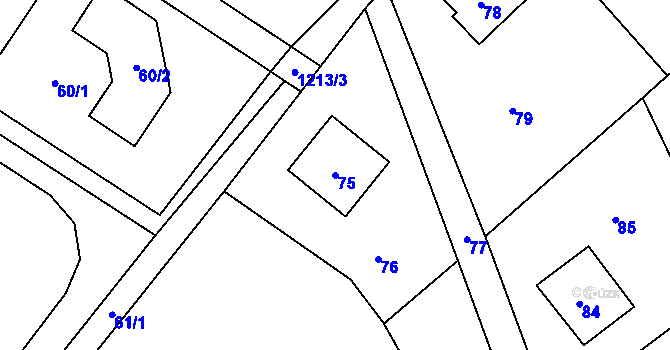 Parcela st. 75 v KÚ Tylovice, Katastrální mapa