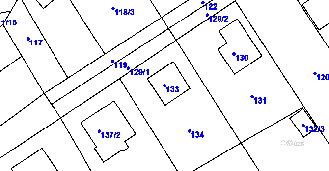 Parcela st. 133 v KÚ Tylovice, Katastrální mapa