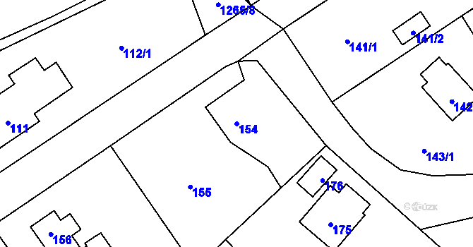 Parcela st. 154 v KÚ Tylovice, Katastrální mapa