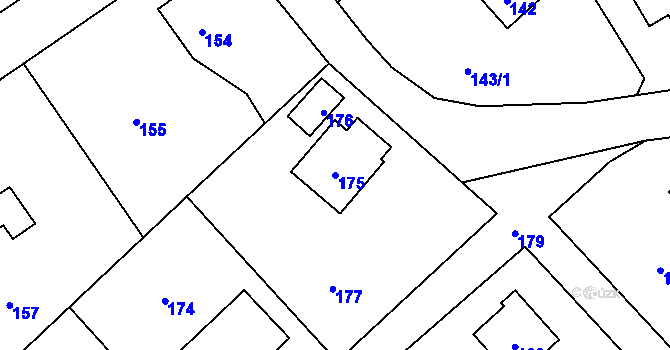 Parcela st. 175 v KÚ Tylovice, Katastrální mapa