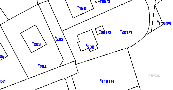 Parcela st. 200 v KÚ Tylovice, Katastrální mapa