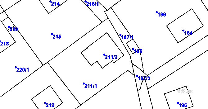 Parcela st. 211/2 v KÚ Tylovice, Katastrální mapa