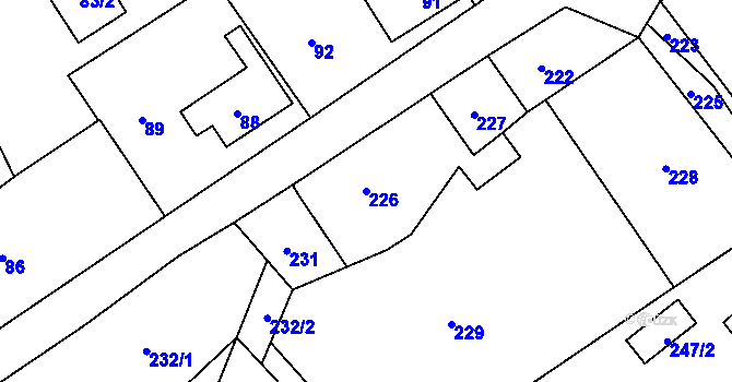 Parcela st. 226 v KÚ Tylovice, Katastrální mapa