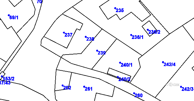 Parcela st. 239 v KÚ Tylovice, Katastrální mapa