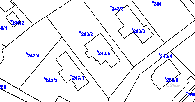 Parcela st. 243/5 v KÚ Tylovice, Katastrální mapa