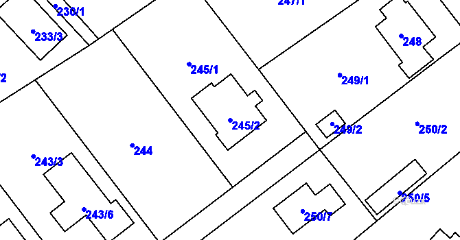Parcela st. 245/2 v KÚ Tylovice, Katastrální mapa