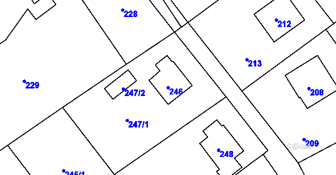 Parcela st. 246 v KÚ Tylovice, Katastrální mapa