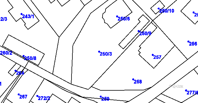 Parcela st. 250/3 v KÚ Tylovice, Katastrální mapa