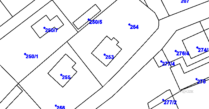 Parcela st. 253 v KÚ Tylovice, Katastrální mapa