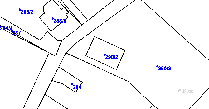 Parcela st. 290/2 v KÚ Tylovice, Katastrální mapa