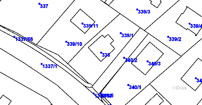 Parcela st. 338 v KÚ Tylovice, Katastrální mapa