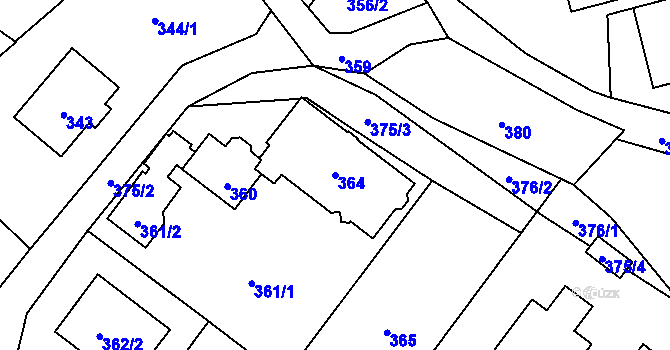 Parcela st. 364 v KÚ Tylovice, Katastrální mapa