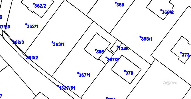 Parcela st. 366 v KÚ Tylovice, Katastrální mapa