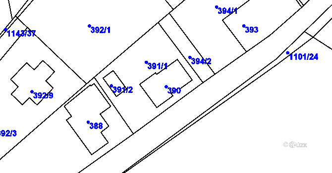 Parcela st. 390 v KÚ Tylovice, Katastrální mapa