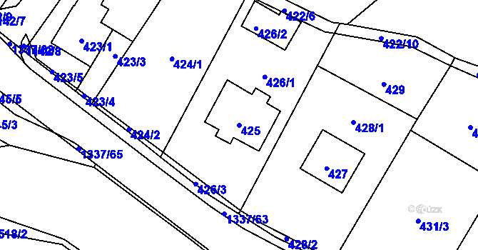 Parcela st. 425 v KÚ Tylovice, Katastrální mapa
