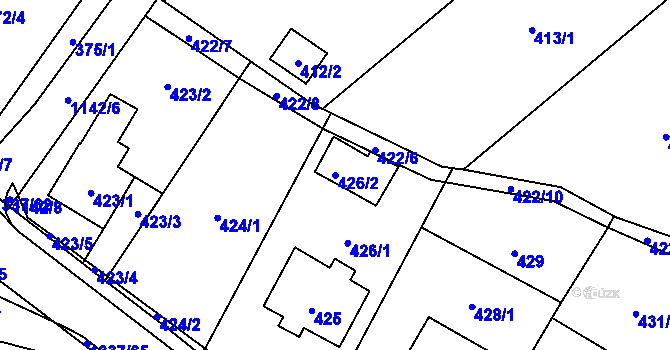 Parcela st. 426/2 v KÚ Tylovice, Katastrální mapa