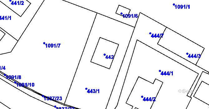 Parcela st. 442 v KÚ Tylovice, Katastrální mapa