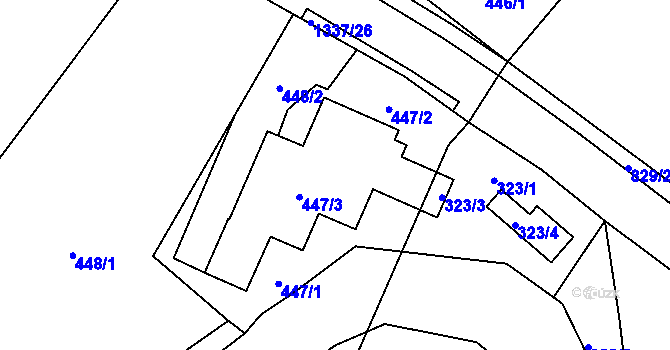 Parcela st. 447/3 v KÚ Tylovice, Katastrální mapa