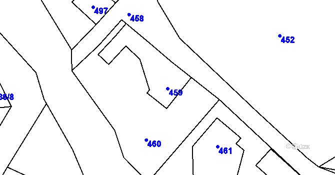 Parcela st. 459 v KÚ Tylovice, Katastrální mapa