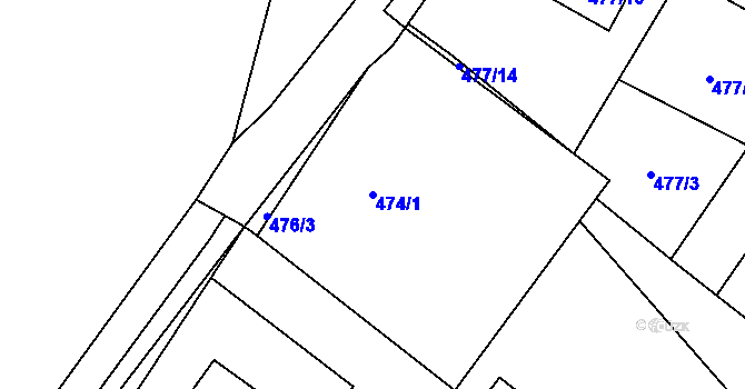 Parcela st. 474/1 v KÚ Tylovice, Katastrální mapa