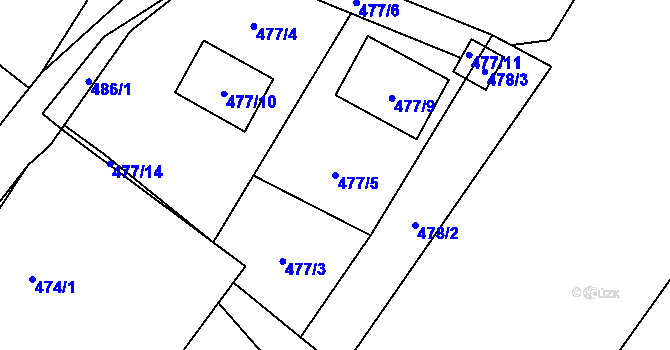 Parcela st. 477/5 v KÚ Tylovice, Katastrální mapa