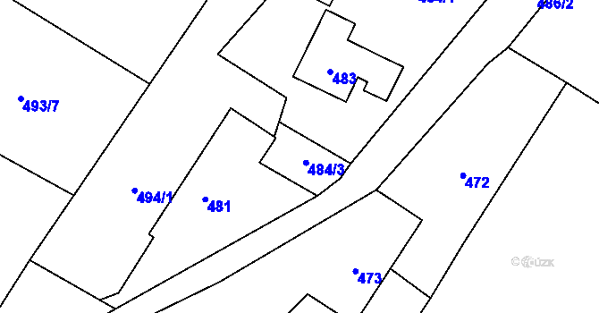 Parcela st. 485 v KÚ Tylovice, Katastrální mapa