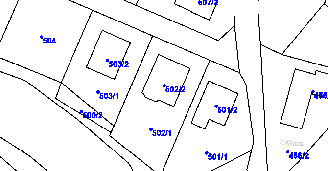 Parcela st. 502/2 v KÚ Tylovice, Katastrální mapa