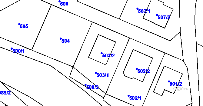 Parcela st. 503/2 v KÚ Tylovice, Katastrální mapa