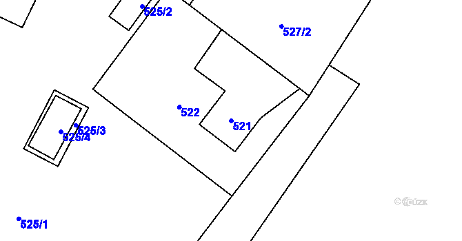 Parcela st. 521 v KÚ Tylovice, Katastrální mapa